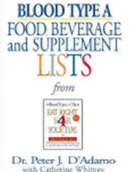 Blood Type  A  Food, Beverage and Supplemental Lists For Discount